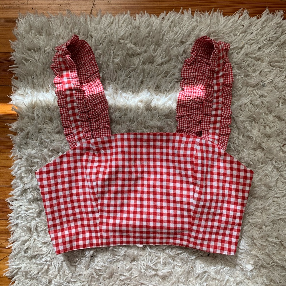 Red gingham crop rope with tie back